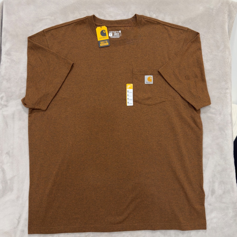 Carhartt K87 Pocket T-Shirt Mens XL Brown New Loose Fit Heavyweight Work Tee
